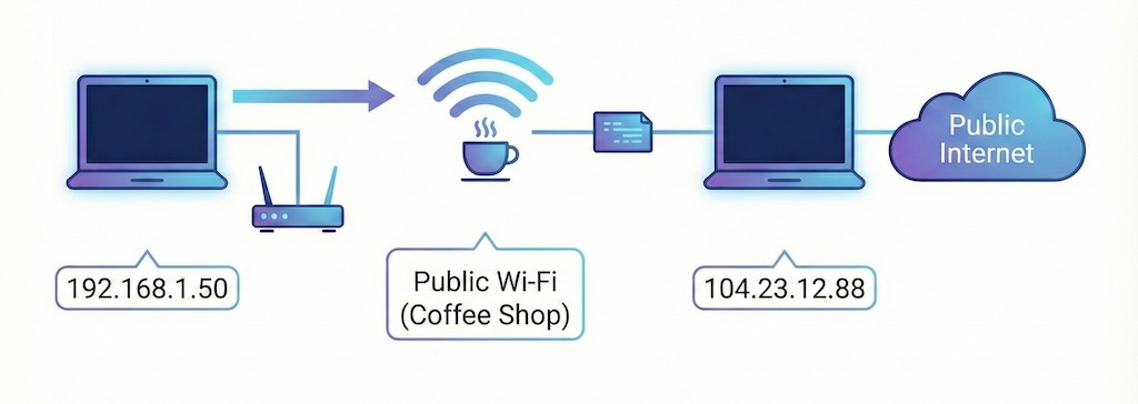 Hide IP with a Public Wifi